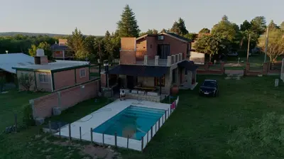 an aerial view of a house with a swimming pool at Casa Isolina II in Arroyo de Los Patos