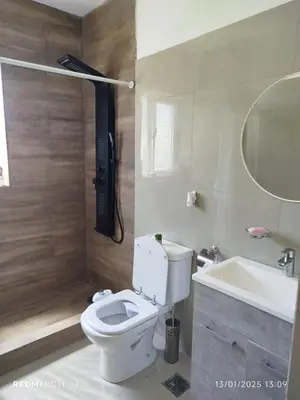 a bathroom with a white toilet and a sink at Mountain View & Comfort in Villa Santa Cruz del Lago