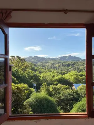 a window with a view of a forest at Altos de ensueños in Alpa Corral
