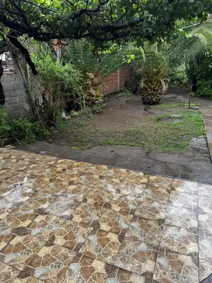 a garden with a stone walkway in a yard at Casa pleno centro Villa Dolores in Villa Dolores