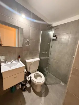 a bathroom with a toilet and a shower and a sink at Gral José Artigas B Centro in Cordoba