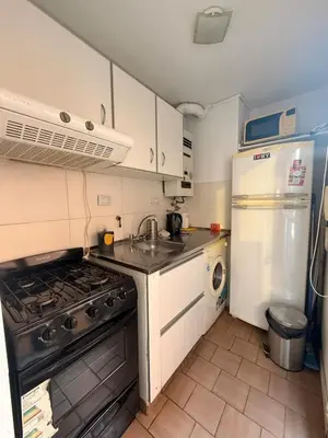 a kitchen with a stove and a sink and a refrigerator at Gral José Artigas B Centro in Cordoba