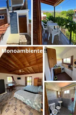 a collage of four pictures of a house at Deptos Mabelita in Mina Clavero
