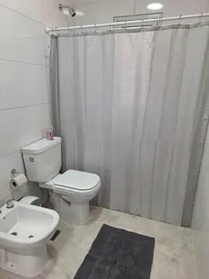 a bathroom with a white toilet and a sink at Casa en Merlo in Cañada La Negra
