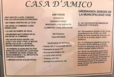 a menu for the casa amazonico restaurant at Casa D'amico in Villa General Belgrano