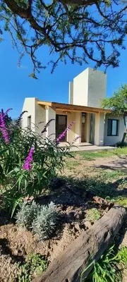 a house with purple flowers in front of it at Casa de Campo Roca - Exclusivo para Parejas in Villa Cura Brochero