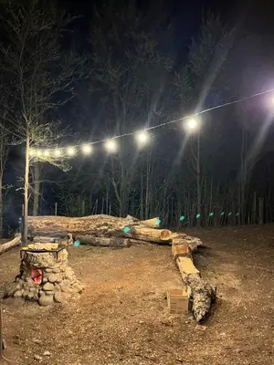 a group of lights in a park at night at Gran aldea in Mina Clavero