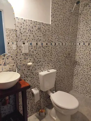 a bathroom with a toilet and a sink at Monoambiente Pilu in Villa Cura Brochero