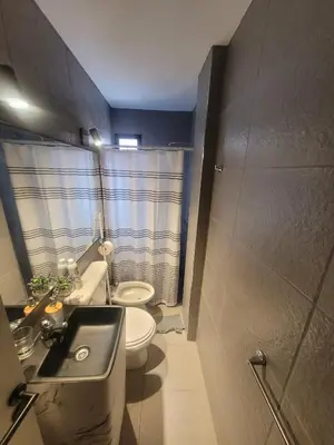 a small bathroom with a toilet and a sink at Departamento RONDEAU, NUEVA CÓRDOBA in Cordoba