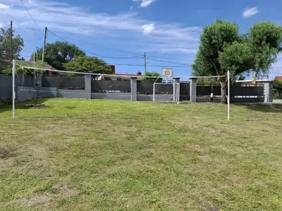 an empty soccer field with a goal at El Campito in San Antonio de Arredondo