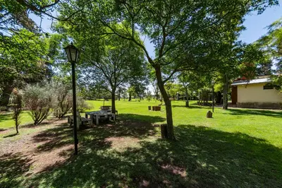 a park with a street light and a tree at El Encuentro Casa de Campo in Río Cuarto