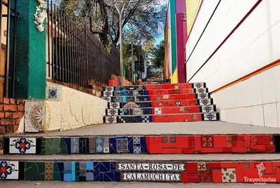 a set of colorful tiles on the side of a building at Emilia Casa de Campo in Santa Rosa de Calamuchita