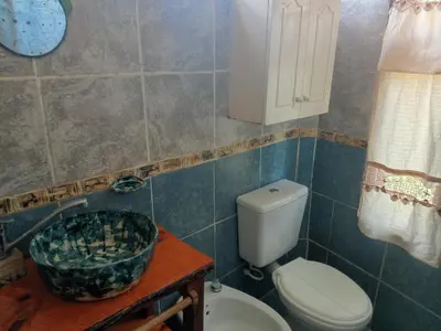 a bathroom with a toilet and a sink at Frente al Río Grande in Trapiche