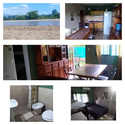 a collage of photos of a kitchen and a house at Dptos victoria in Mina Clavero