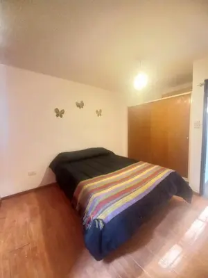 a bedroom with a bed in the corner of a room at Tantanakuy 4 in Villa General Belgrano