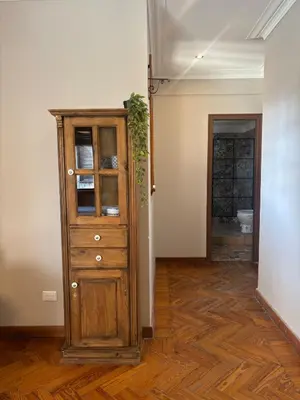a room with a wooden cabinet with a plant on top at Apartment in the historic center in Cordoba