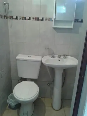 a bathroom with a toilet and a sink at Fernando in Villa Independencia