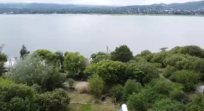 a view of a forest of trees and a body of water at Casa con hermosa vista al lago in Villa Carlos Paz