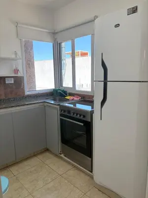 a kitchen with a stove and a refrigerator at Amelia 2-1 in Villa Carlos Paz