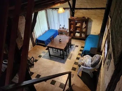 an overhead view of a room with a bed and a table at Don Federico in San Javier