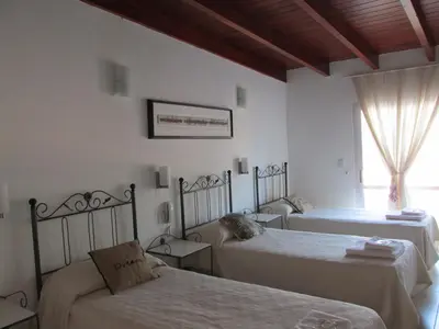 a bedroom with two beds and a window at Faro del Parque in Cordoba