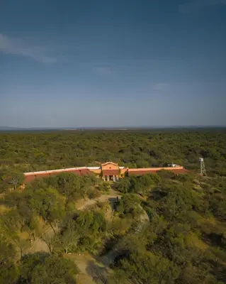 an aerial view of a house in the middle of a field at Posada & Bodega La Matilde in San Javier