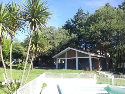 a house with palm trees in front of it at Villa Verde Posada in Bialet Massé