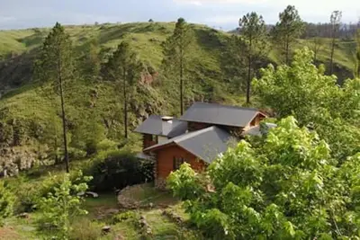 a small house in the middle of a forest at Serranias Del Tabaquillo in San Miguel de los Rios
