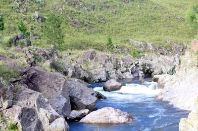 a stream of water with rocks in a field at Serranias Del Tabaquillo in San Miguel de los Rios