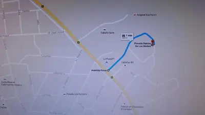a map with a blue and yellow line on it at Balcon de los Molles in Santa Rosa de Calamuchita