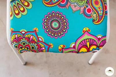 a shower curtain with a colorful mandala design on it at Entre Sierras y Pajaros in Las Rabonas