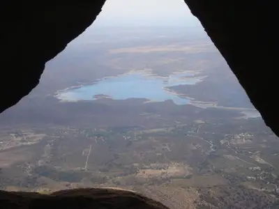a view of a body of water from an airplane at Entre Flores in Los Hornillos