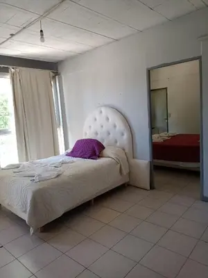 a bedroom with a large bed and a mirror at Complejo Navi in Mina Clavero
