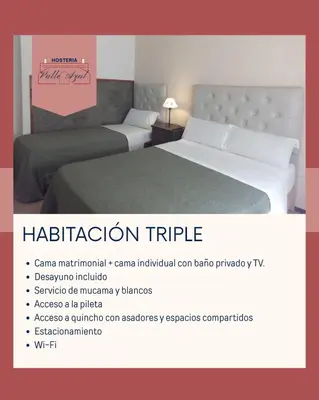 a poster of a hotel room with two beds at Hosteria Valle Azul in Villa del Dique