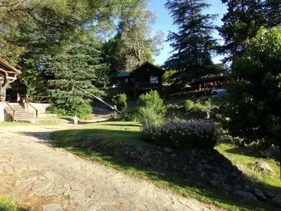 a path leading to a house with trees and flowers at Suenos del Bosque ApartHotel in Atos Pampa