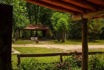 a gazebo with a fire hydrant in a park at Posada Vieja Estancia in Santa Rosa de Calamuchita