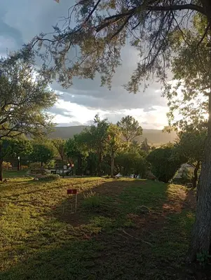 a view of a park with trees and a field at Posada de Nono in Nono