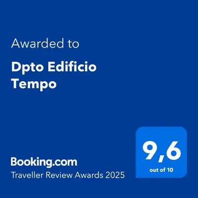 a blue screen with the text awarded to dipric ethics tempo at Dpto Edificio Tempo in Villa Carlos Paz