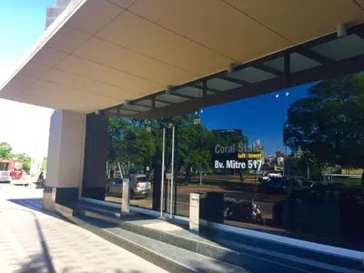 a building with a sign in the window at Departamento Premiun En Zona Centro in Cordoba