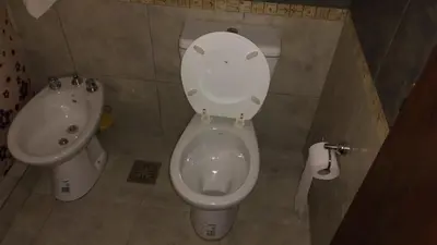 a bathroom with a toilet and a sink at Antiguo Molle in Merlo