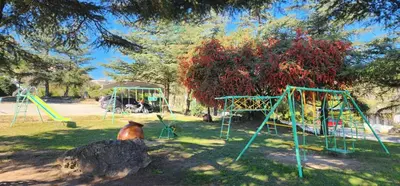 a park with a bunch of swings in the grass at Le Mirage Village Club Resort in Villa Carlos Paz