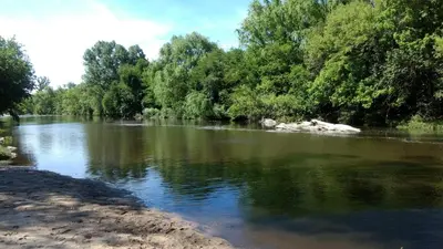 a river with trees on the side of it at Casa en Villa Los Aromos in La Bolsa