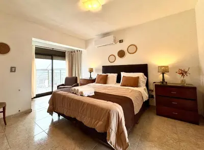 a bedroom with a large bed and a window at Vivaldi Suites in Villa Carlos Paz