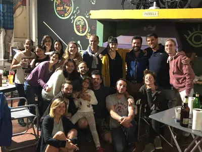 a group of people posing for a picture at Link Cordoba Hostel in Cordoba