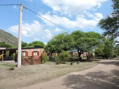 a group of birds standing in front of a house at CABAÑAS LOS COCKERS in Villa General Belgrano