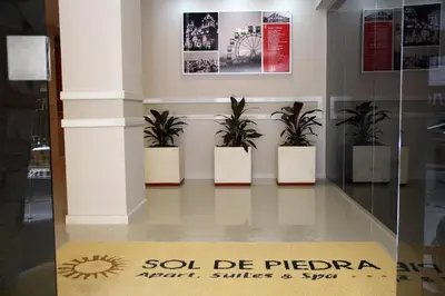 a glass display case with three potted plants at Sol de Piedra Apart, Suites & Spa in Cordoba