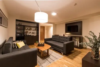 a living room with two couches and a tv at Caseros 248 Hotel in Cordoba