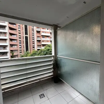 an empty balcony with a view of a city at Jardines del Boulevard in Cordoba