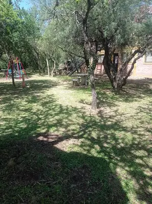 a park with a tree and a swing set at Bosquecito de Carpin in Carpintería