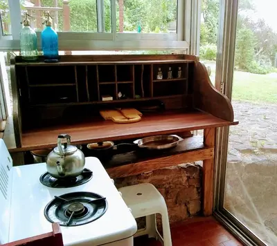 a kitchen with a counter with a tea kettle on it at Casita de Piedra B&B in Villa del Dique